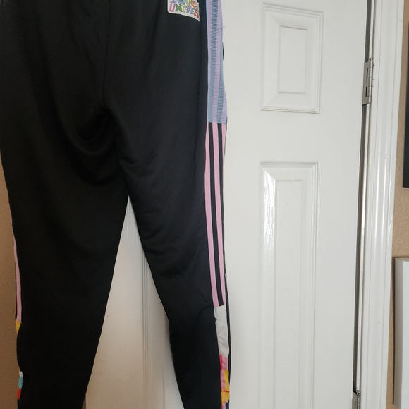 Adidas Kids Black Joggers with Multicolor Stripes - Picture 2 of 6